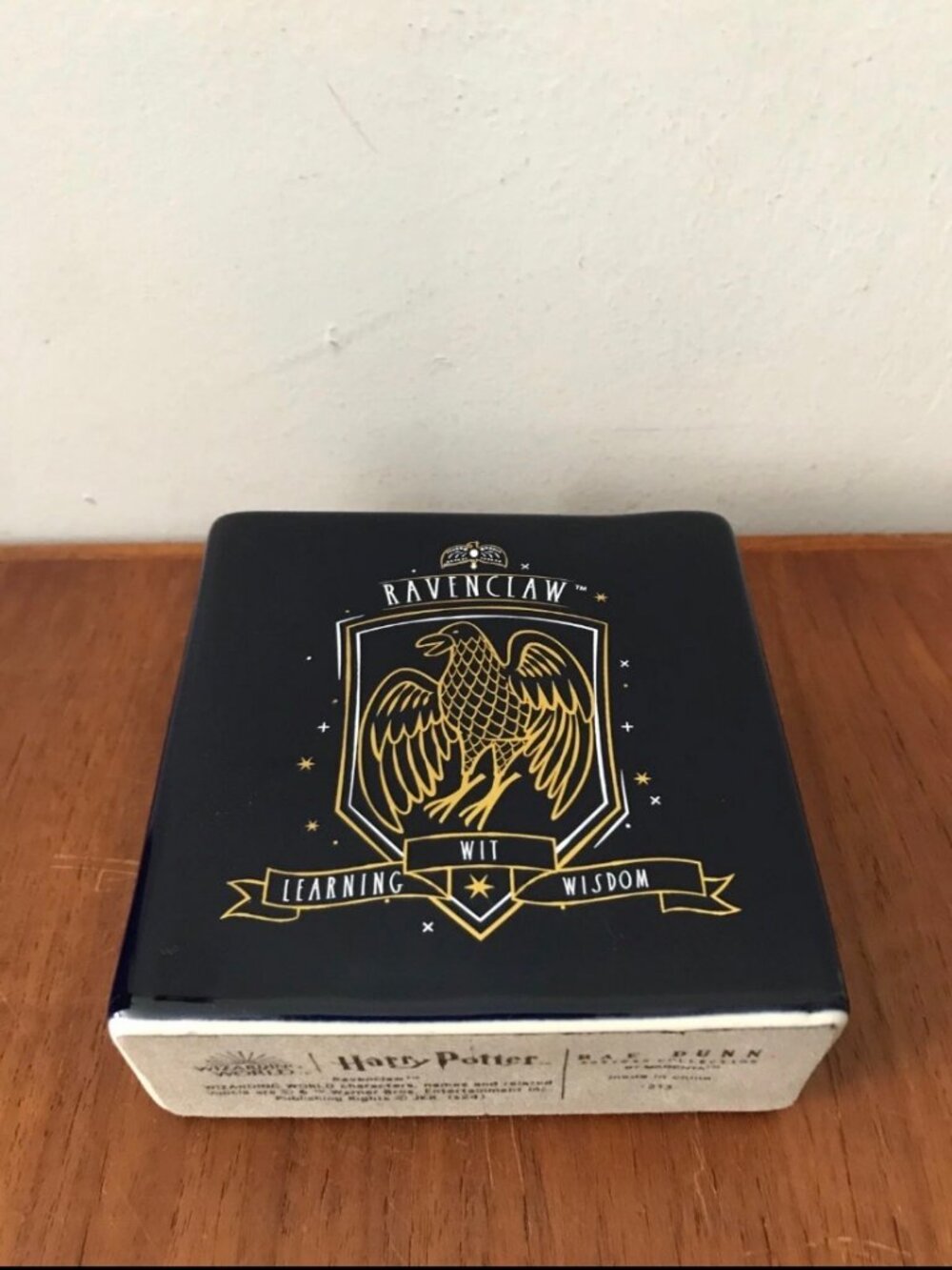 NEW Rae Dunn Harry Potter RAVENCLAW 4x4 Decorative Block Navy Desk Sign Blue